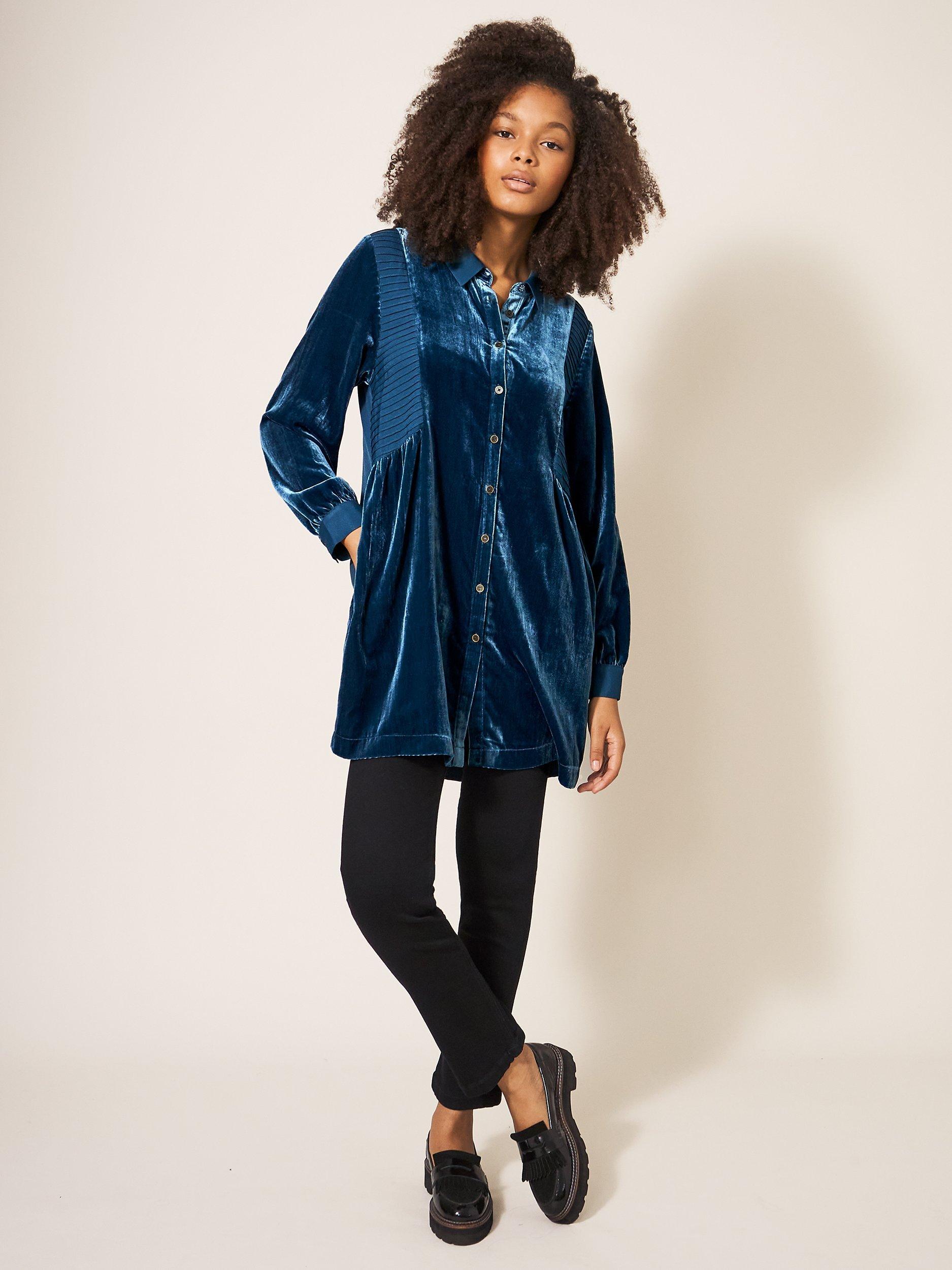 White Stuff Farley Velvet Tunic Teal