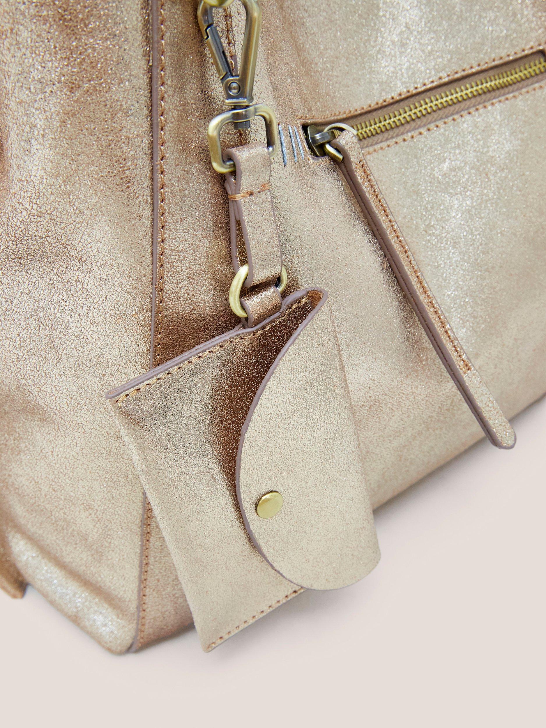 Product image 3 of 4, which shows White Stuff Hannah Leather Tote Bag, Gold, One Size
