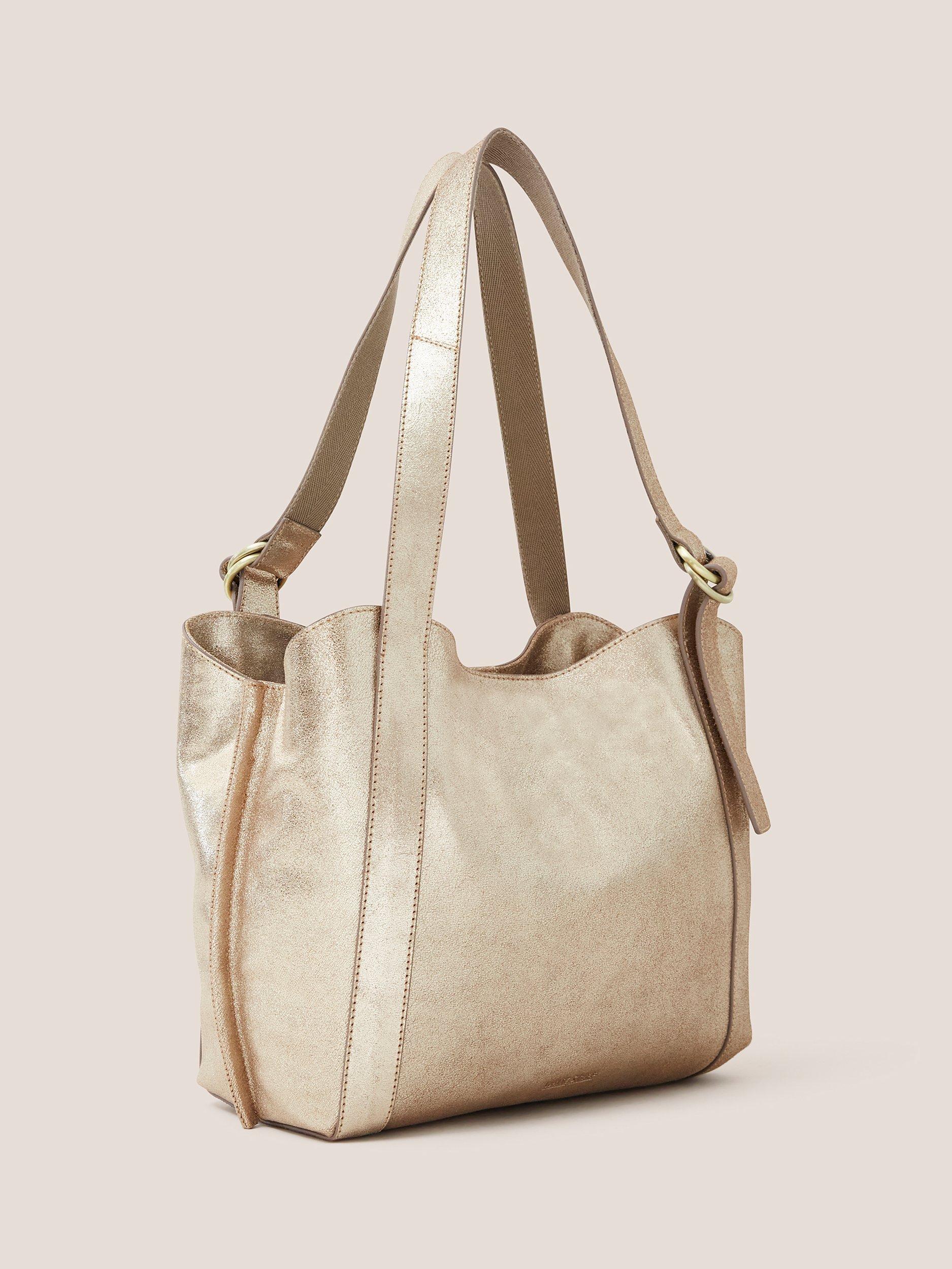 Product image 4 of 4, which shows White Stuff Hannah Leather Tote Bag, Gold, One Size