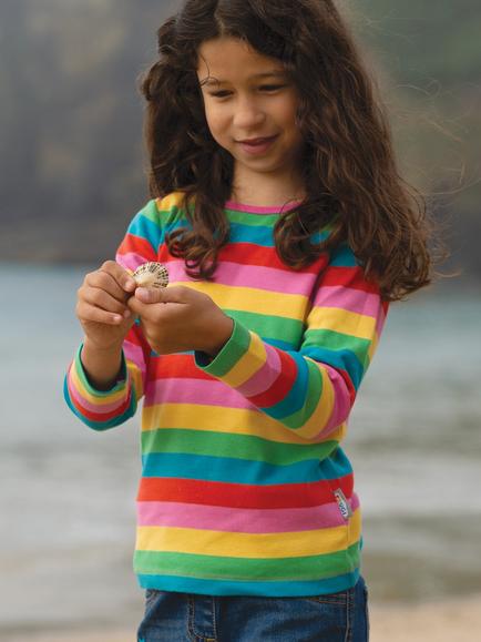 Frugi Kids' Favourite Long Sleeve Rainbow Stripe T-Shirt, Multi, Multi