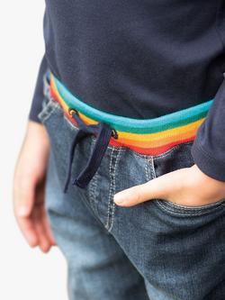 Frugi Kids' Cody Comfy Cotton Blend Jeans, Light Wash - view 2, Light Wash