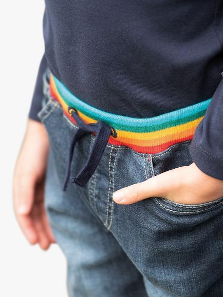 Frugi Kids' Cody Comfy Cotton Blend Jeans, Light Wash - view 2, Light Wash