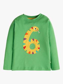Frugi Kids' Magic Number 6 Organic Cotton Snake T-shirt, Green/Multi, Green/Multi