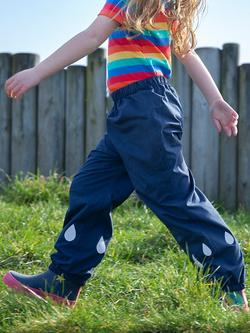 Frugi Kids' Rain or Shine Waterproof Trousers, Indigo, Indigo