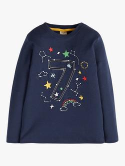 Frugi Kids' Magic Number 7 Organic Cotton Constellation T-shirt, Indigo/Multi, Indigo/Multi