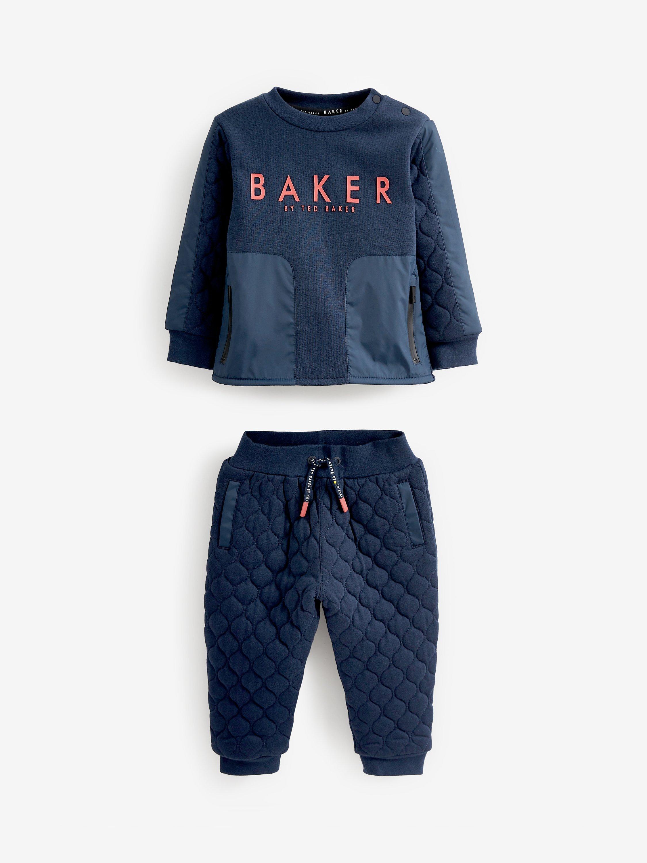 Ted Baker Baby Logo Quilted Sweatshirt & Joggers Set, Navy