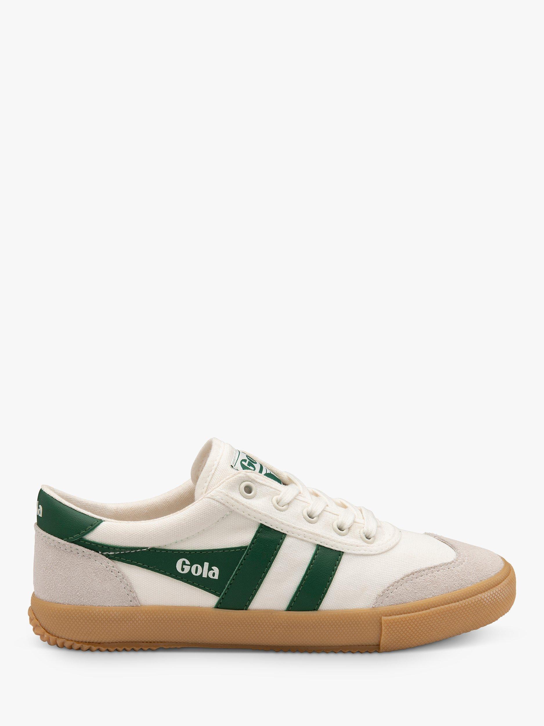 Gola Classics Badminton Leather Trainers, Off White/Green/Gum, 3