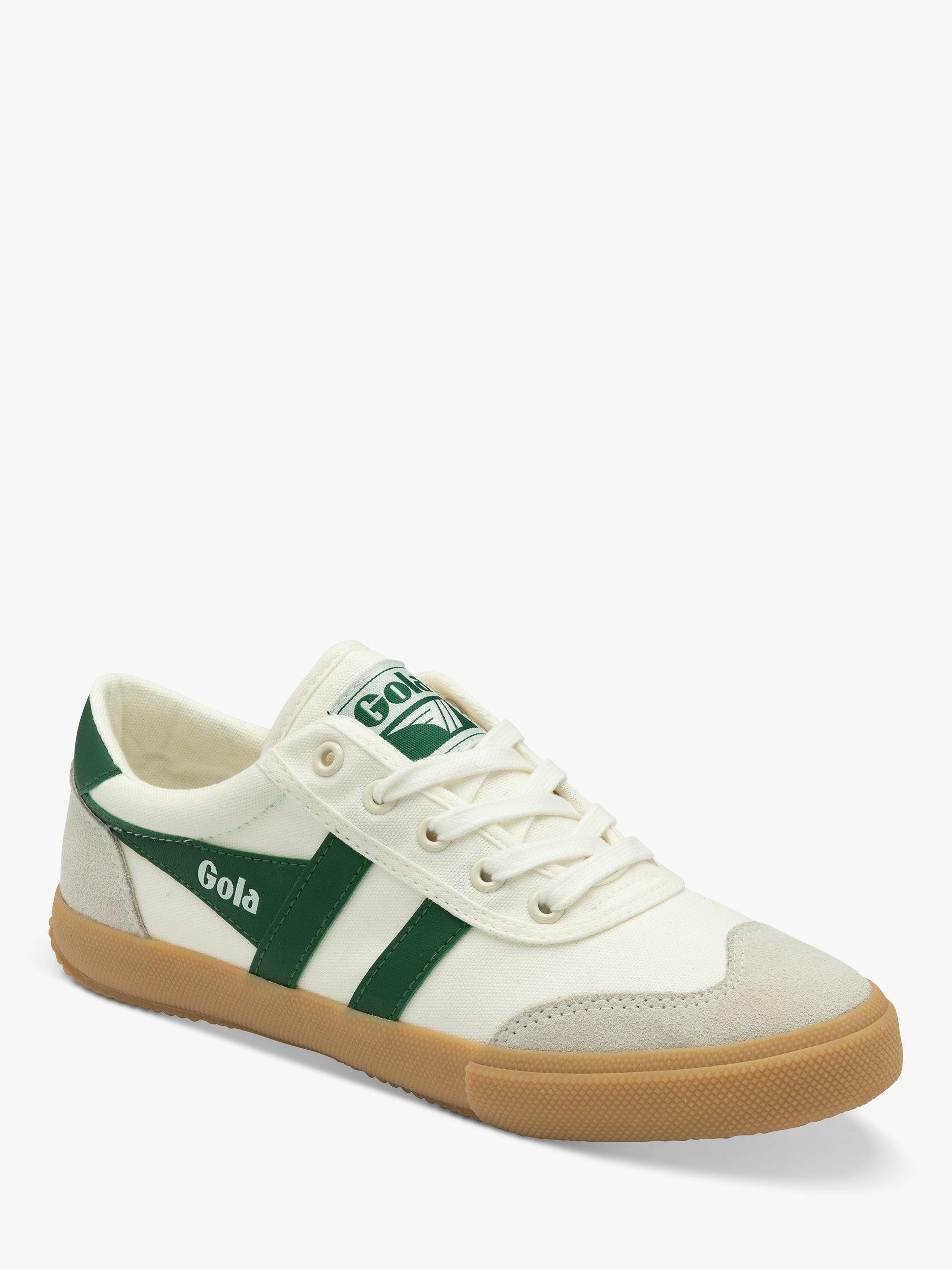 Gola Classics Badminton Leather Trainers, Off White/Green/Gum, 3