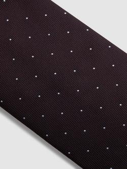 Reiss Liam Polka Dot Silk Blend Tie - view 2, Burgundy