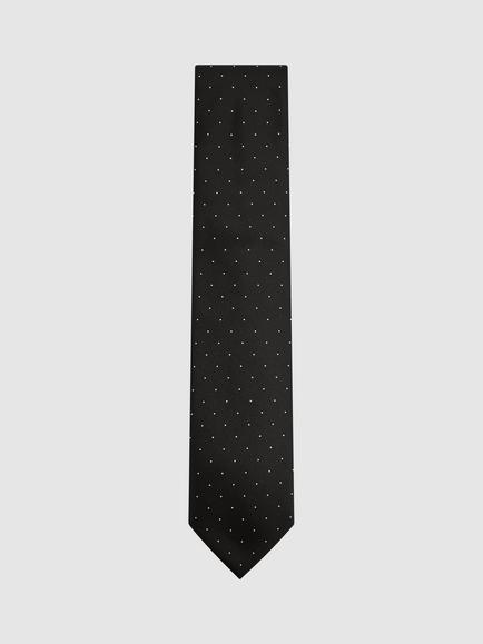Reiss Liam Polka Dot Silk Blend Tie, Black