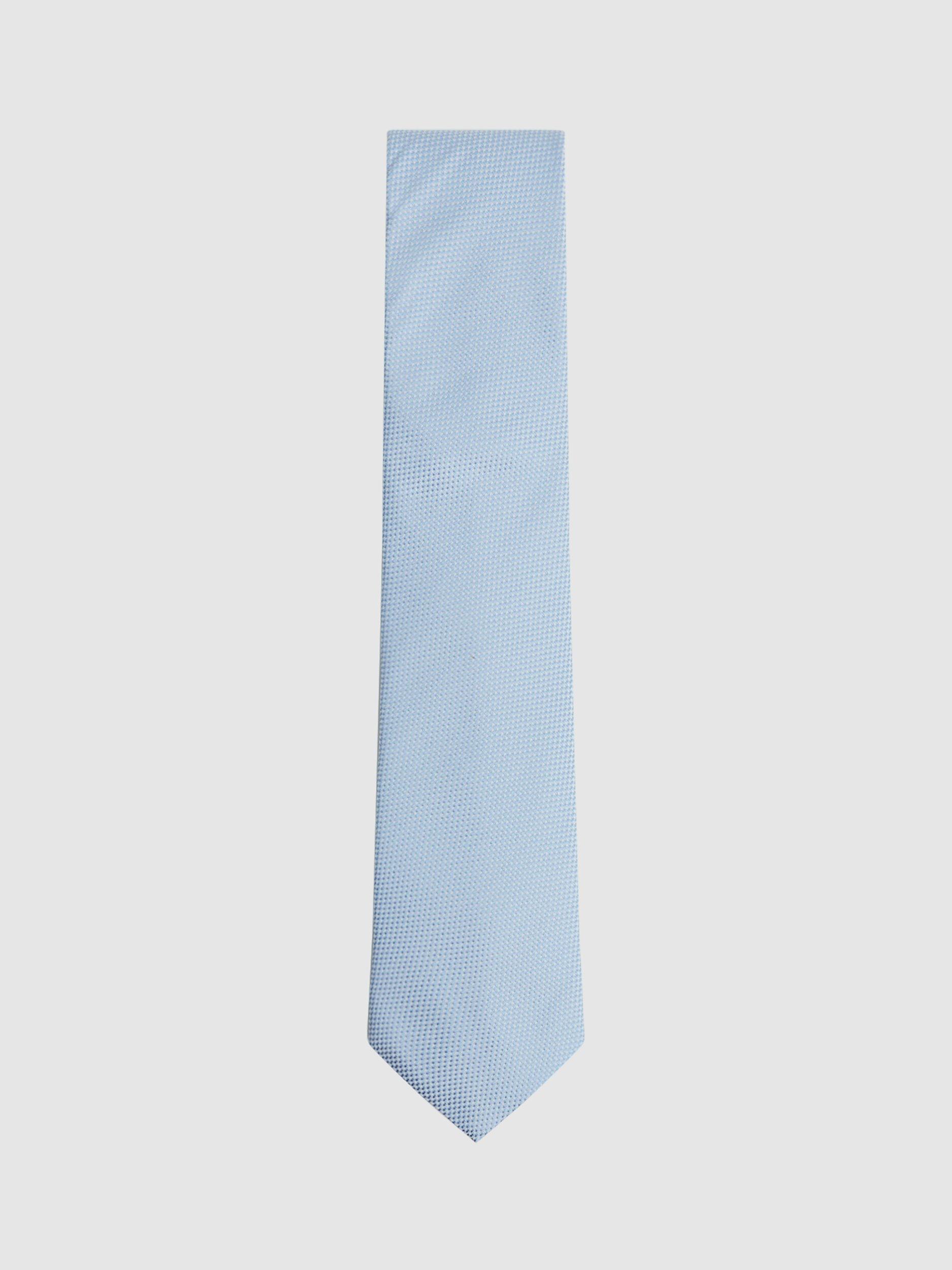 Reiss Ceremony Textured Silk Blend Tie, Soft Blue