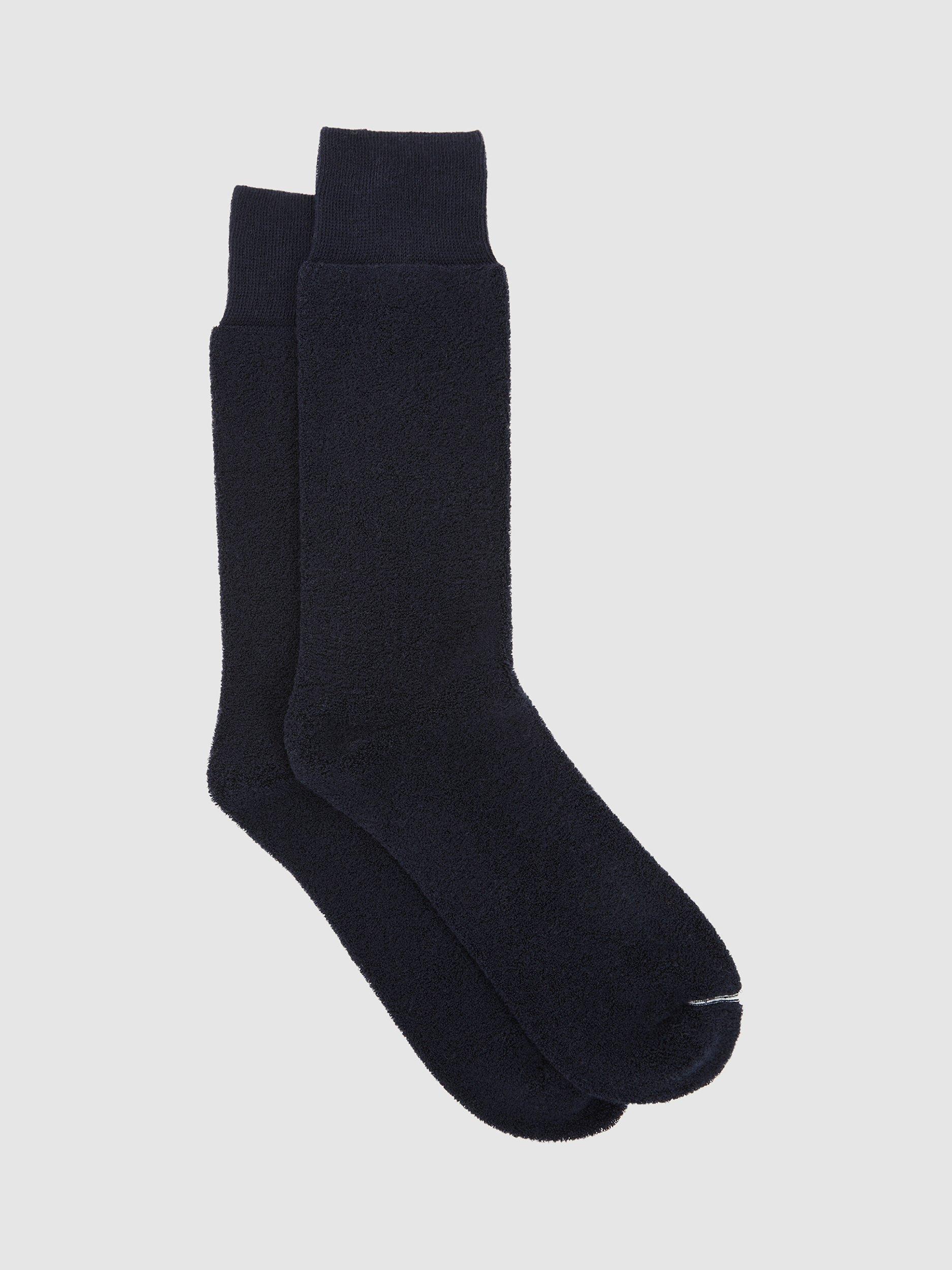 Product image 1 of 3, which shows Reiss Alers Cotton Blend Terry Socks, Navy, S-M
