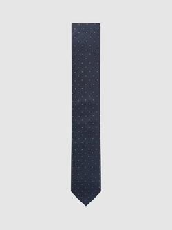 Reiss Liam Polka Dot Silk Blend Tie, Navy