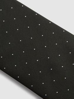 Reiss Liam Polka Dot Silk Blend Tie - view 2, Dark Green