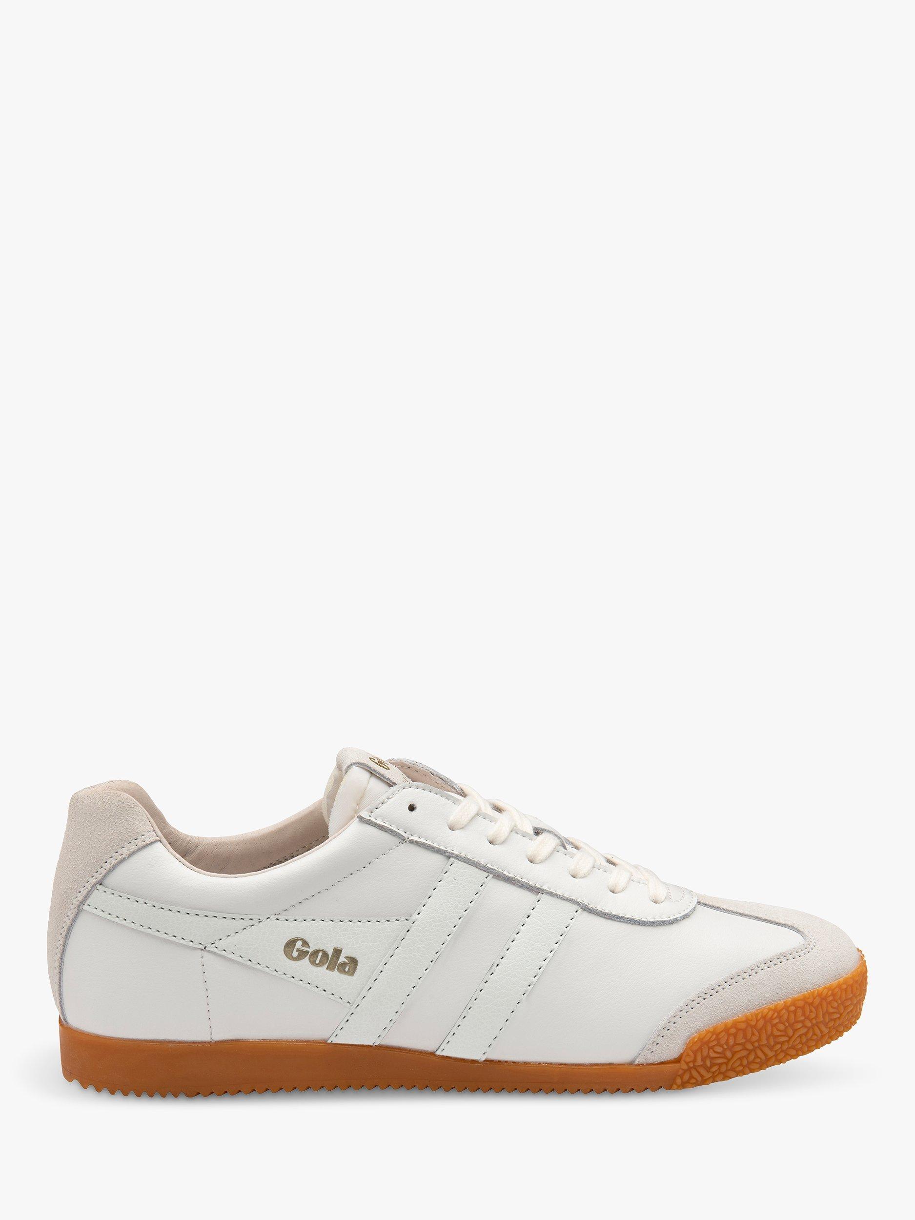 Gola Classics Harrier 001 Leather Lace up Trainers, White/Gum, 8