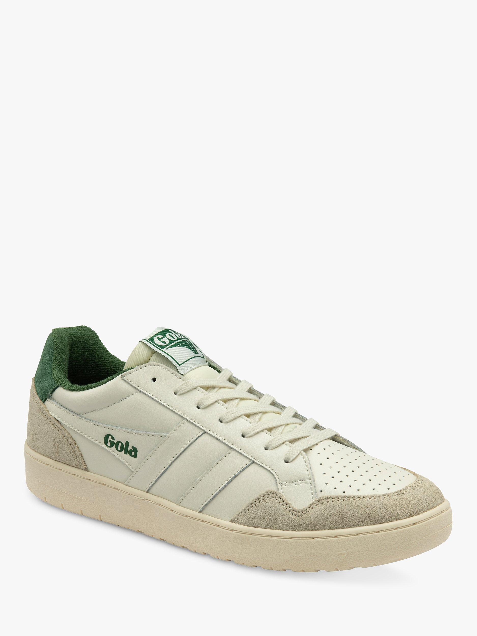 Product image 2 of 5, which shows Gola Eagle Leather Lace Up Trainers, Off White/Evergreen, 7