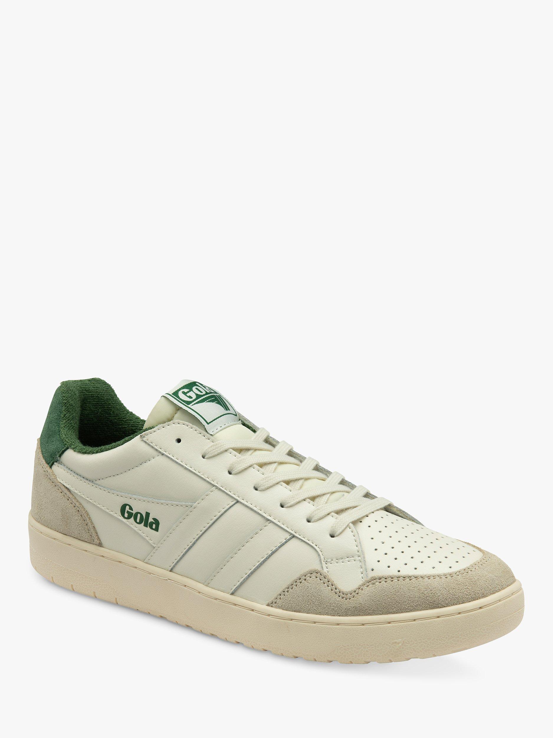 Gola Eagle Leather Lace Up Trainers, Off White/Evergreen, 6