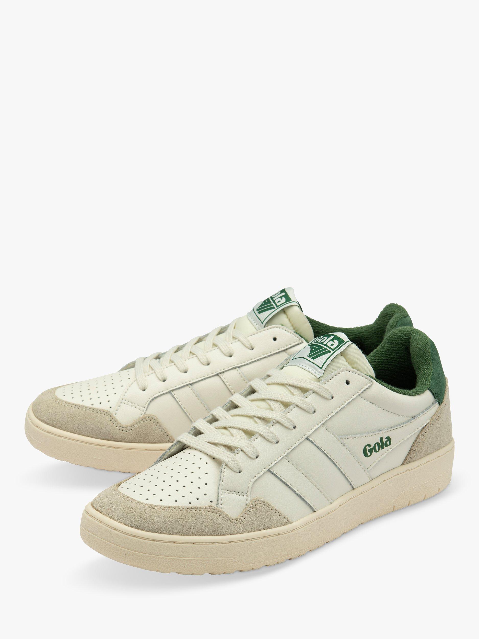 Product image 3 of 5, which shows Gola Eagle Leather Lace Up Trainers, Off White/Evergreen, 7