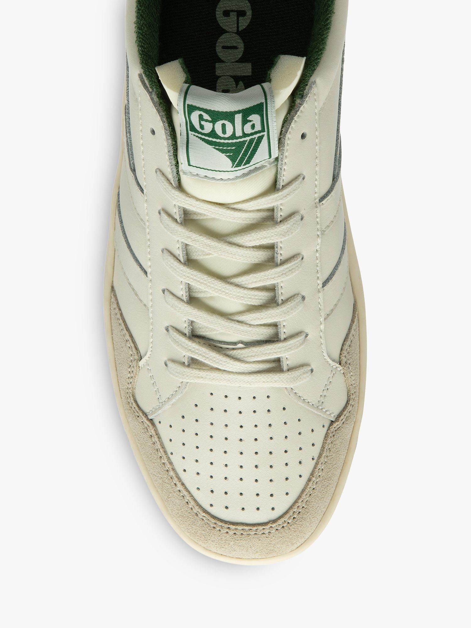 Gola Eagle Leather Lace Up Trainers, Off White/Evergreen, 6