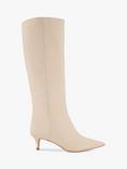 Dune London Smooth Kitten Heel Leather Knee High Boots