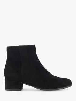 Dune London Wide Fit Pippie Suede Block Heel Ankle Boots, Black-suede