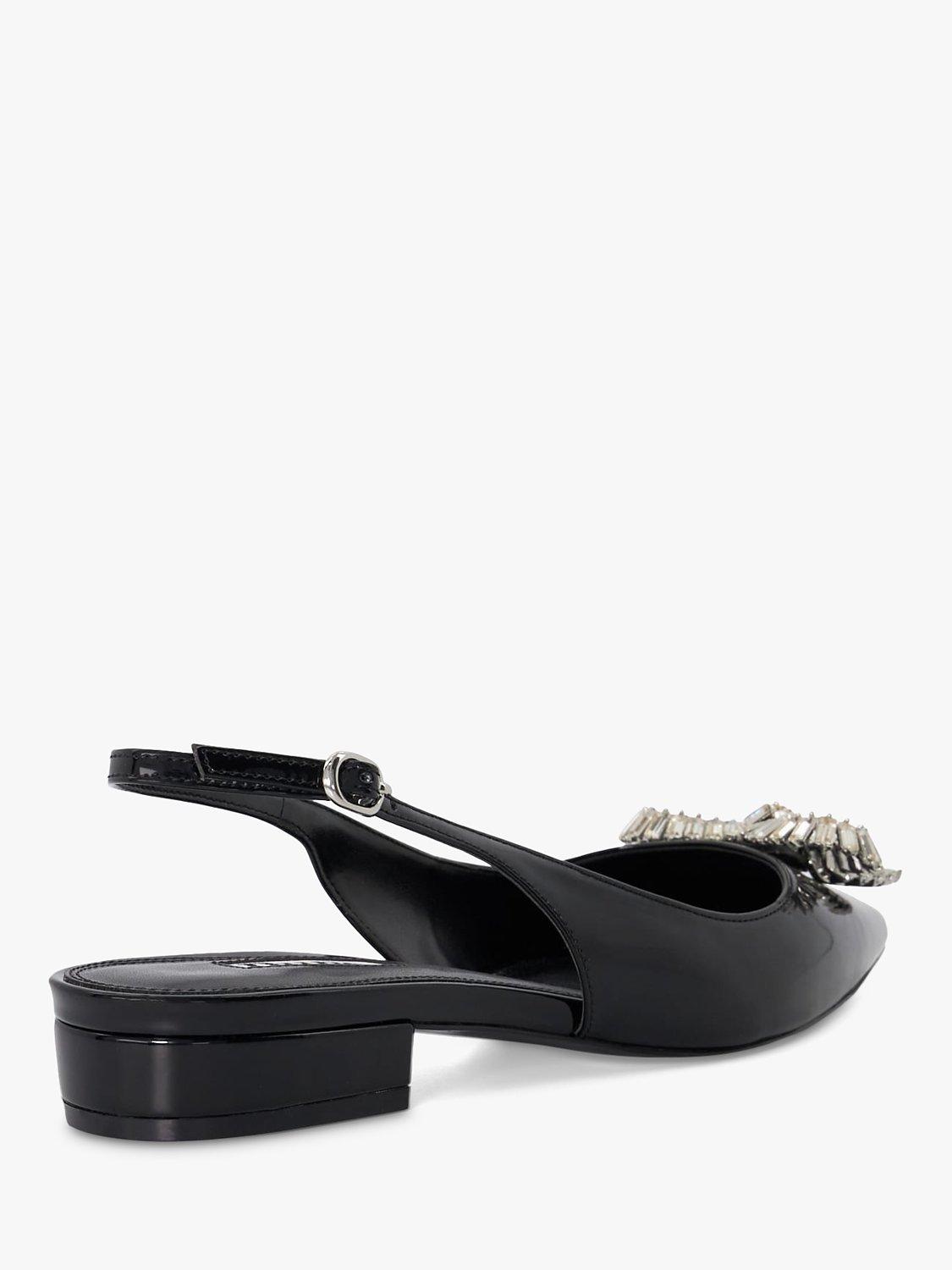 Product image 4 of 4, which shows Dune London Happiest Embellished Bow Low Heel Slingbacks, Black Patent, 8