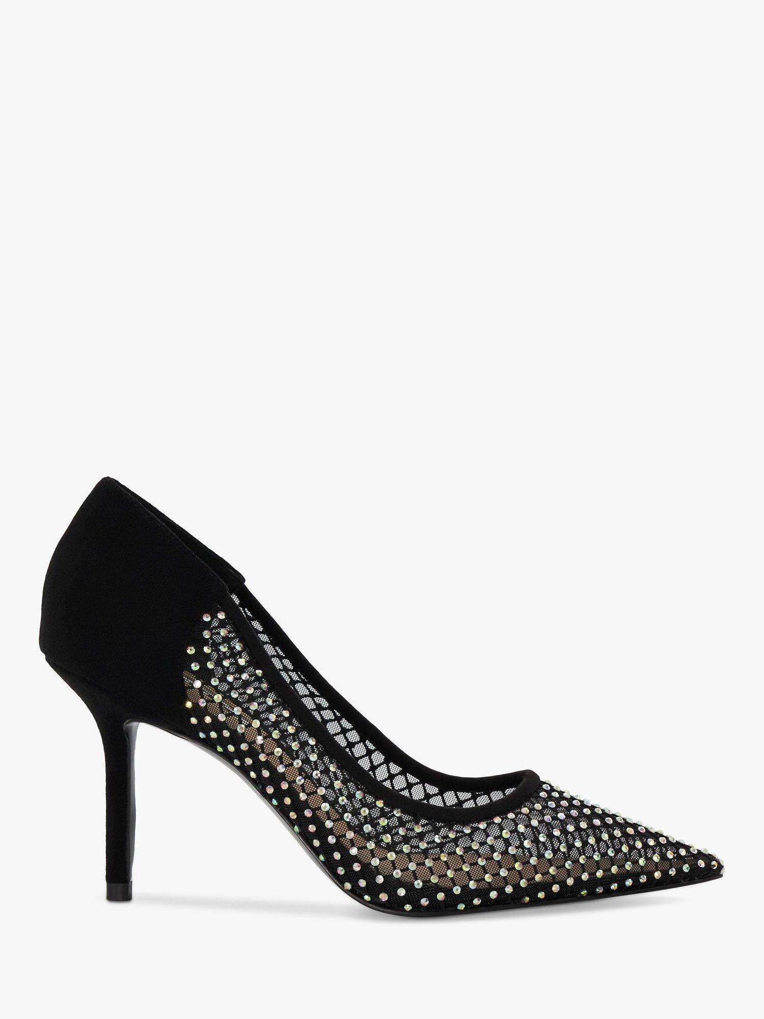 Dune Affect High Heel Embellished Court Shoes, Black, 3