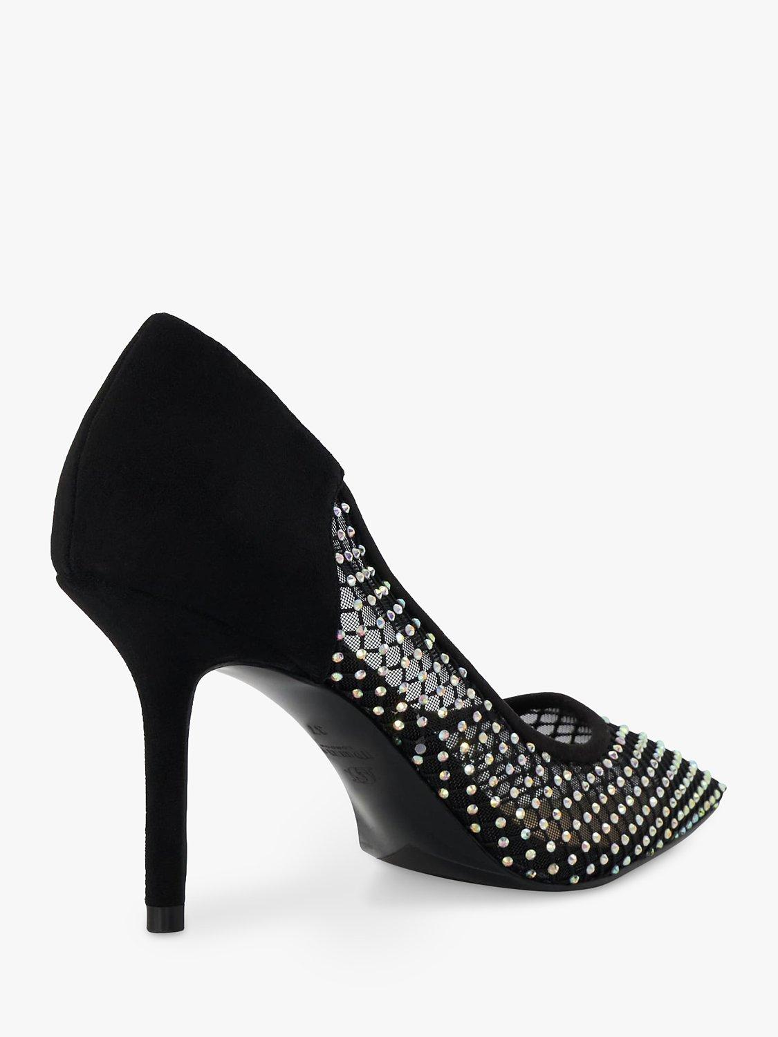 Dune Affect High Heel Embellished Court Shoes, Black, 3