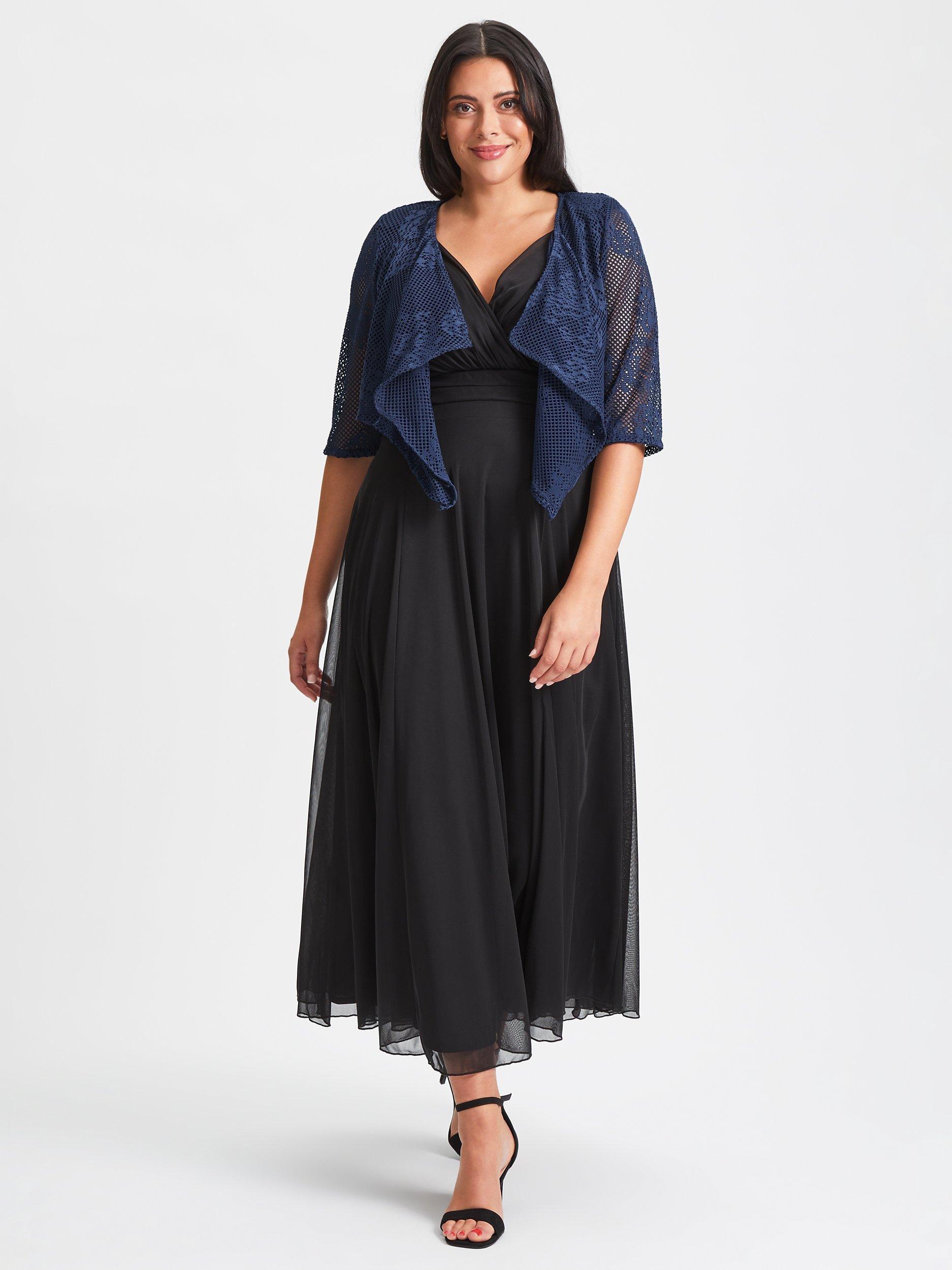 Scarlett & Jo Textured Floral Cropped Shrug, Navy