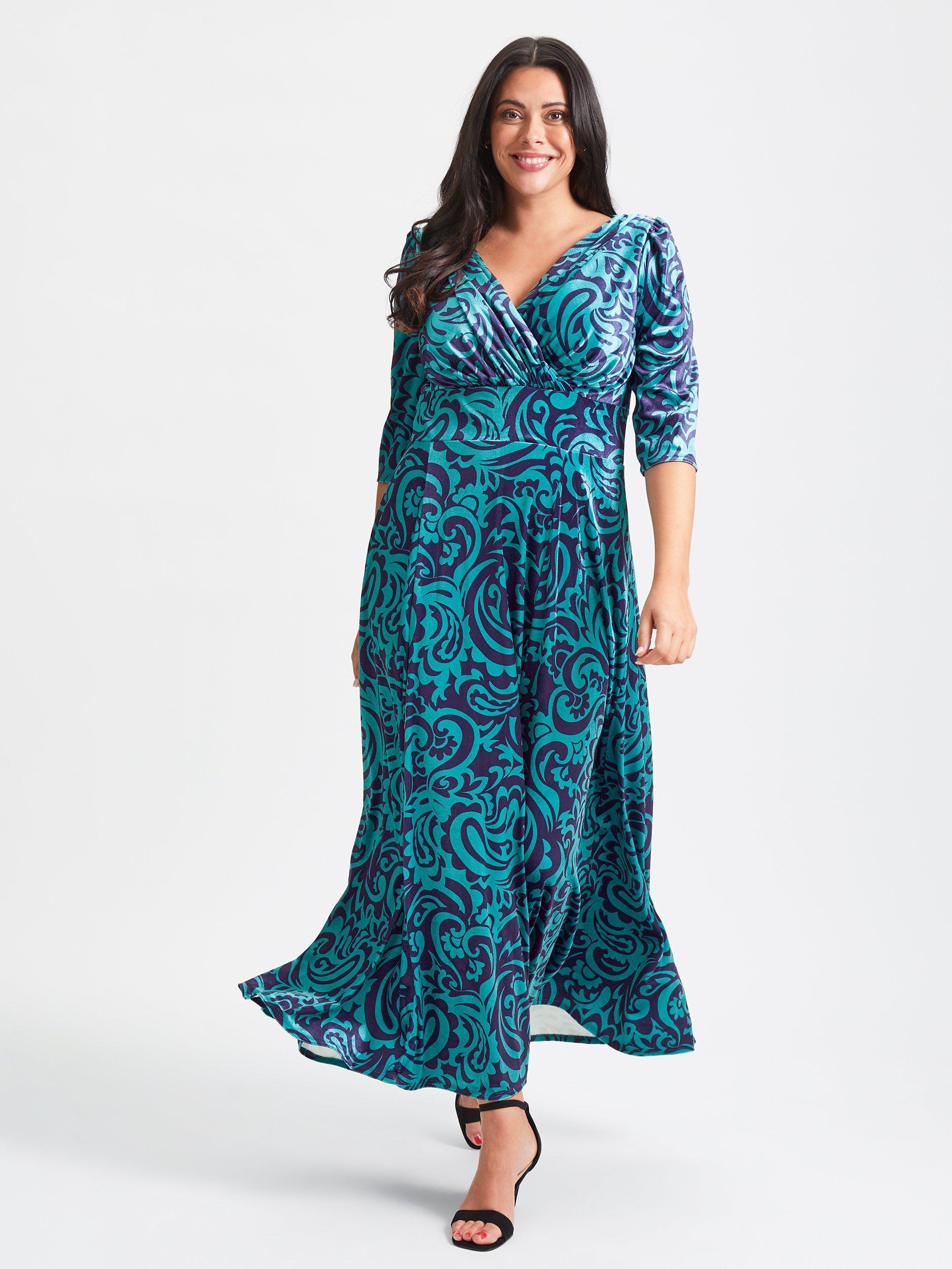 Product image 1 of 4, which shows Scarlett & Jo Verity Floral Maxi Dress, Indigo/Teal, 24