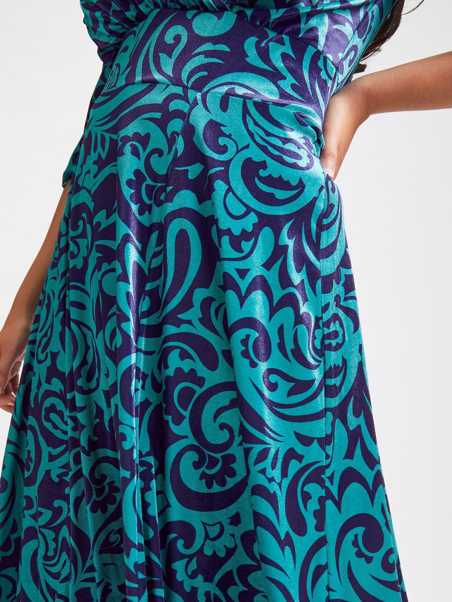 Product image 2 of 4, which shows Scarlett & Jo Verity Floral Maxi Dress, Indigo/Teal, 24
