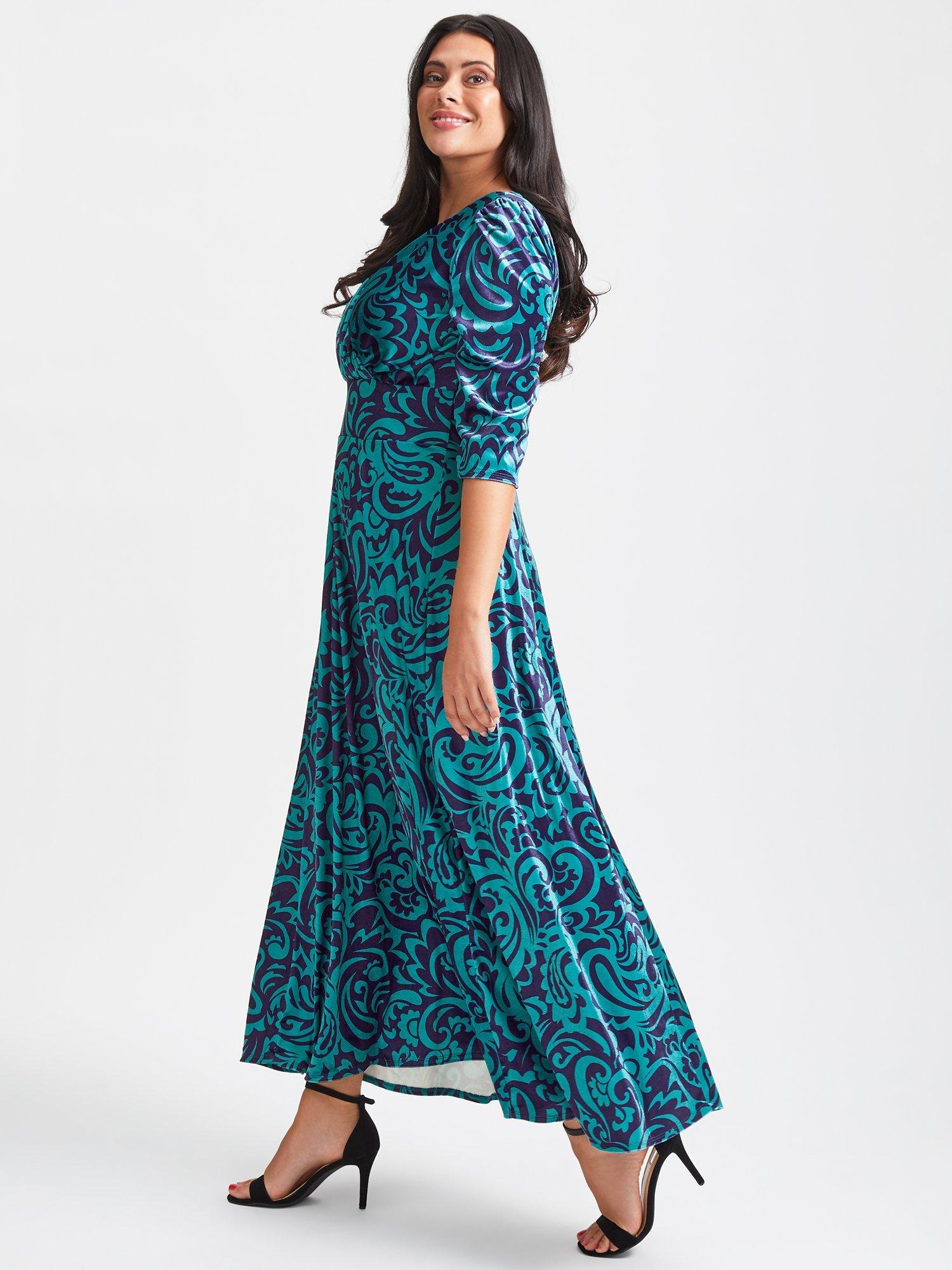 Product image 3 of 4, which shows Scarlett & Jo Verity Floral Maxi Dress, Indigo/Teal, 24
