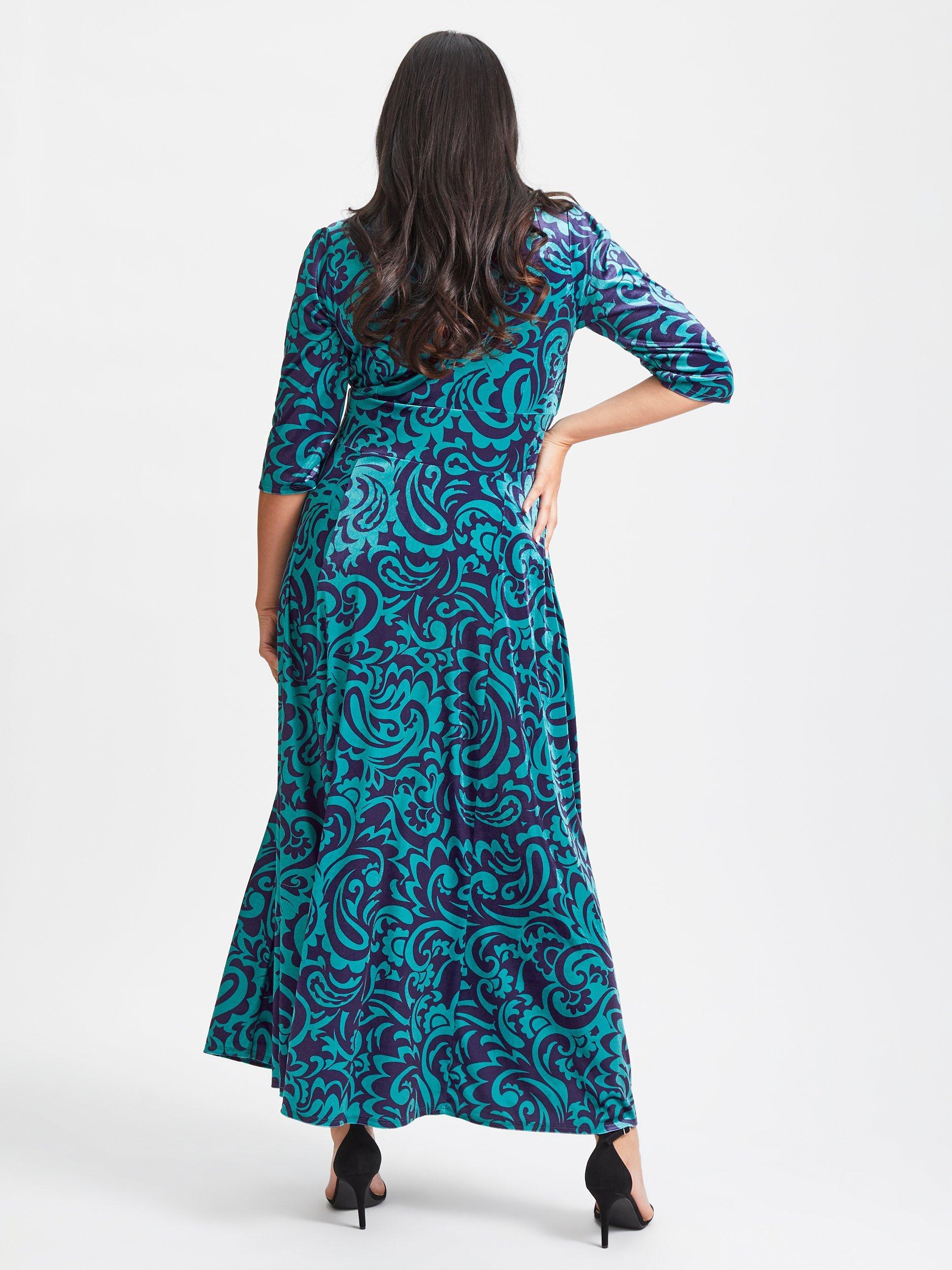 Product image 4 of 4, which shows Scarlett & Jo Verity Floral Maxi Dress, Indigo/Teal, 24