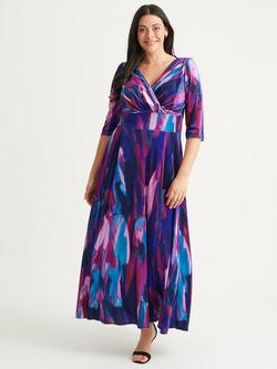 Scarlett & Jo Verity Velvet Abstract Print Maxi Dress, Indigo/Magenta, Indigo/Magenta