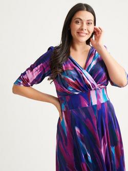 Scarlett & Jo Verity Velvet Abstract Print Maxi Dress, Indigo/Magenta - view 2, Indigo/Magenta