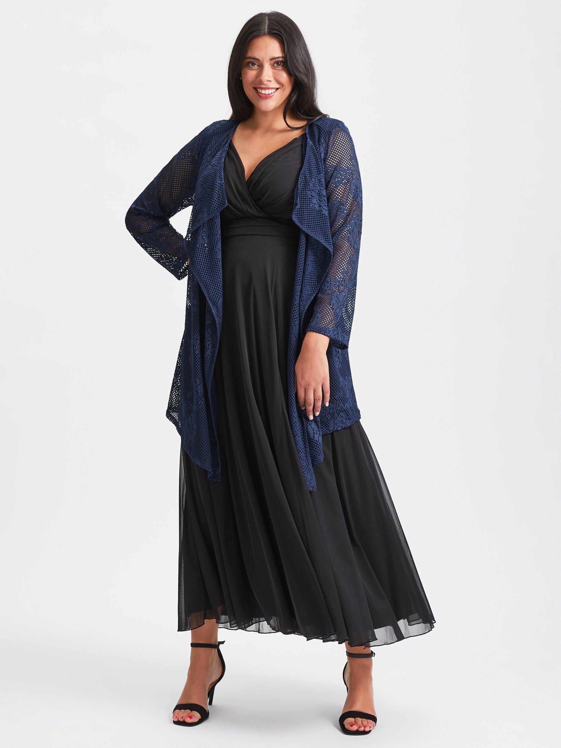 Scarlett & Jo Lace Longline Waterfall Shrug, Navy