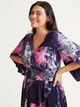 Scarlett & Jo Pink Velvet Kimono Hanky Hem Dress, Navy Pink