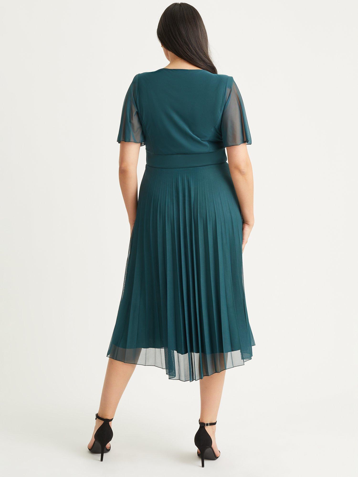 Scarlett & Jo Carole Sunray Pleated Midi Dress, Green, 16