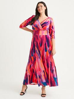 Scarlett & Jo Verity Abstract Print Velvet Maxi Dress, Orange/Pink, Orange/Pink
