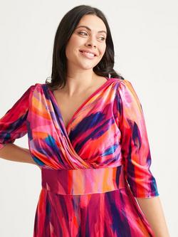 Scarlett & Jo Verity Abstract Print Velvet Maxi Dress, Orange/Pink - view 2, Orange/Pink