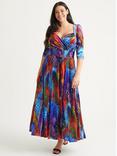 Scarlett & Jo Elizabeth Sweetheart Neck Velvet Maxi Dress, Peacock/Multi