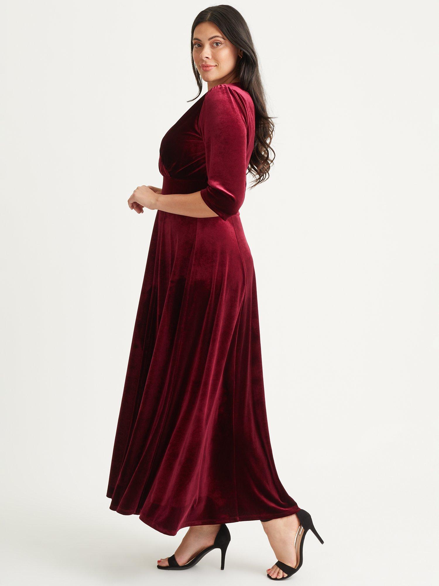 Product image 3 of 4, which shows Scarlett & Jo Verity Velvet Maxi Dress, Claret, 12