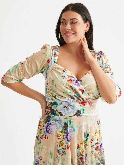 Scarlett & Jo Elizabeth Floral Velvet Maxi Dress, Multi - view 2, Multi