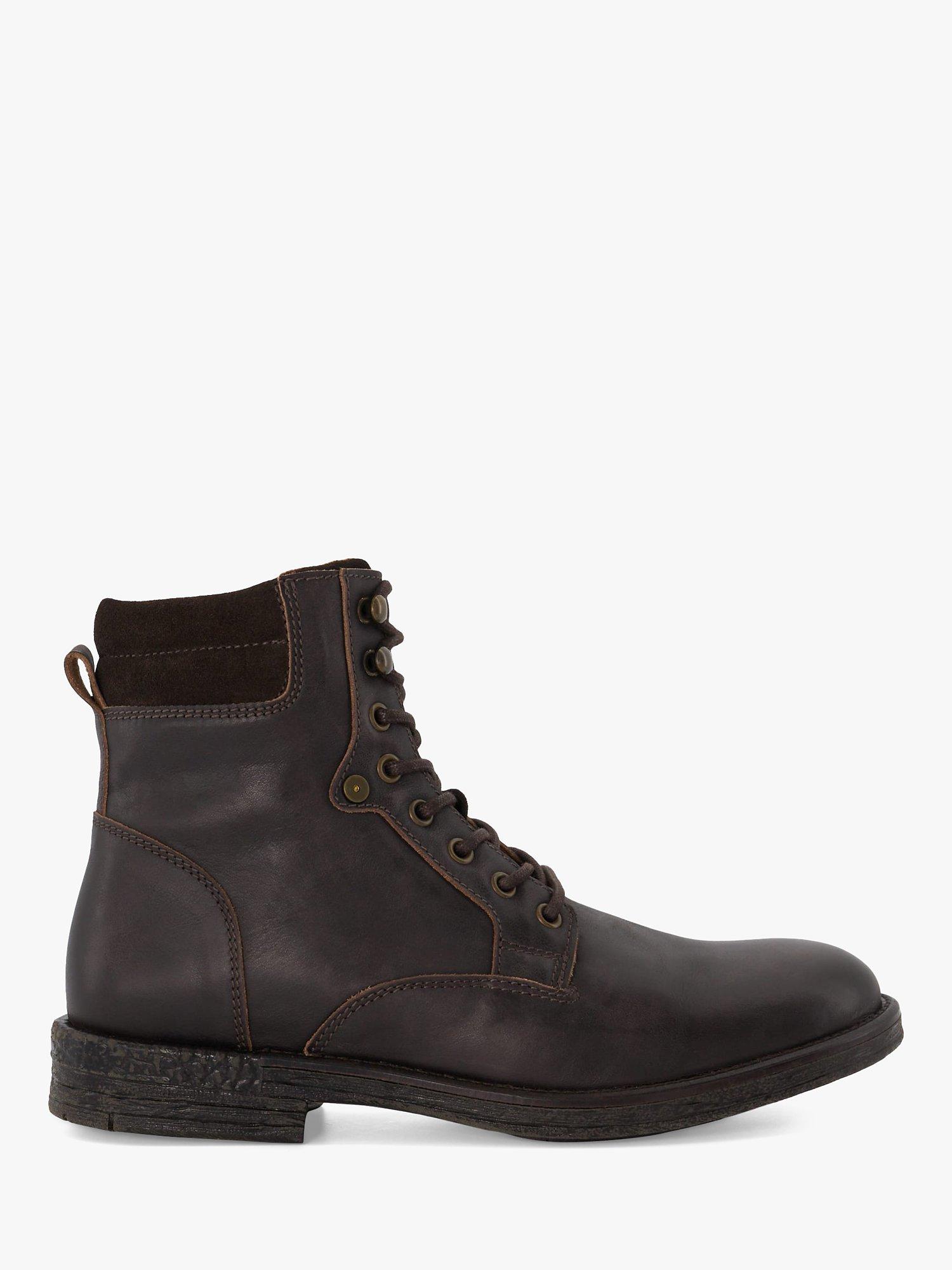 Product image 1 of 4, which shows Dune London Cadogan Leather Ankle Boots, Dark Brown, 7