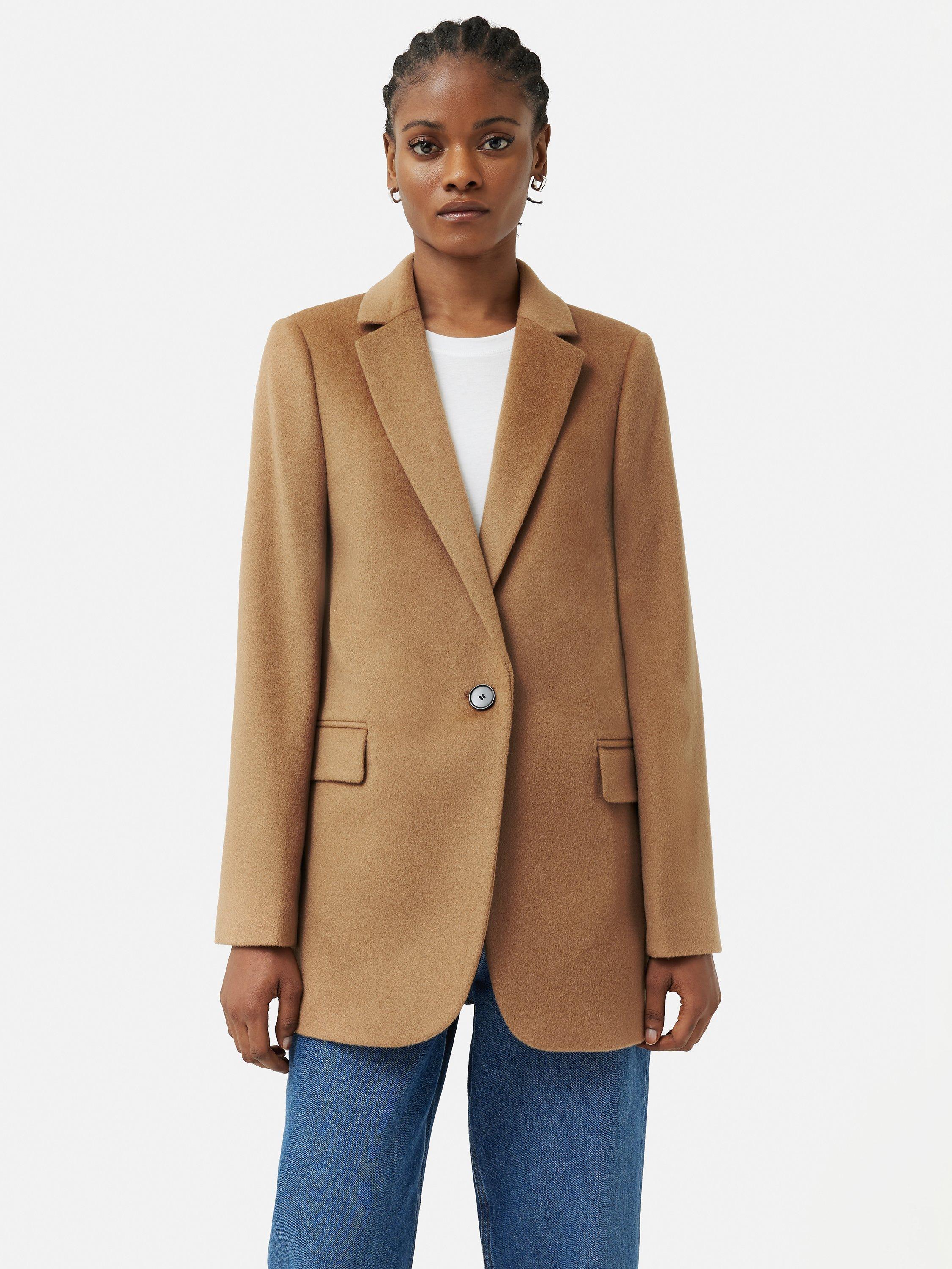 Jigsaw Wool Tailored Blazer Coat Camel