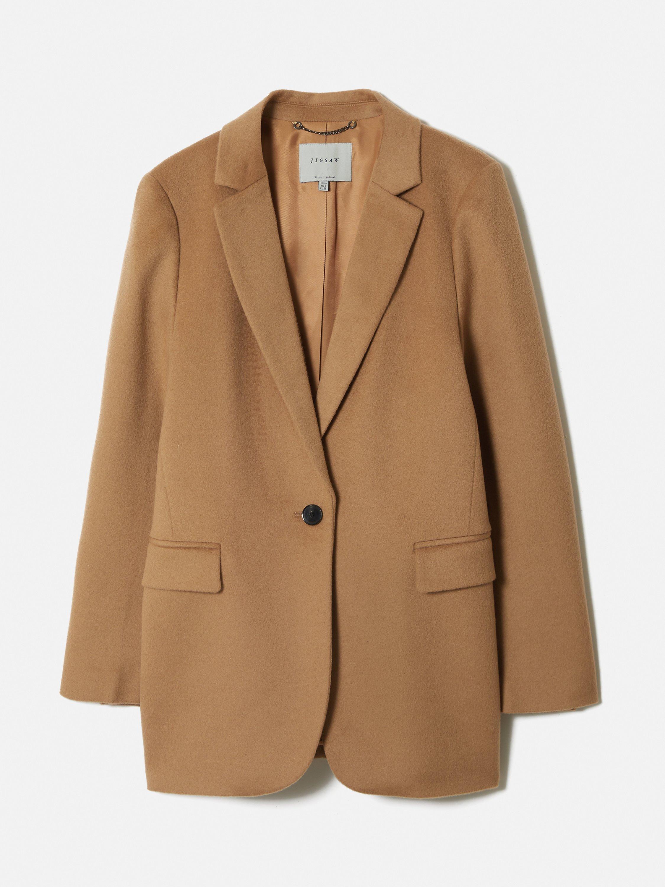 Jigsaw Wool Tailored Blazer Coat Camel