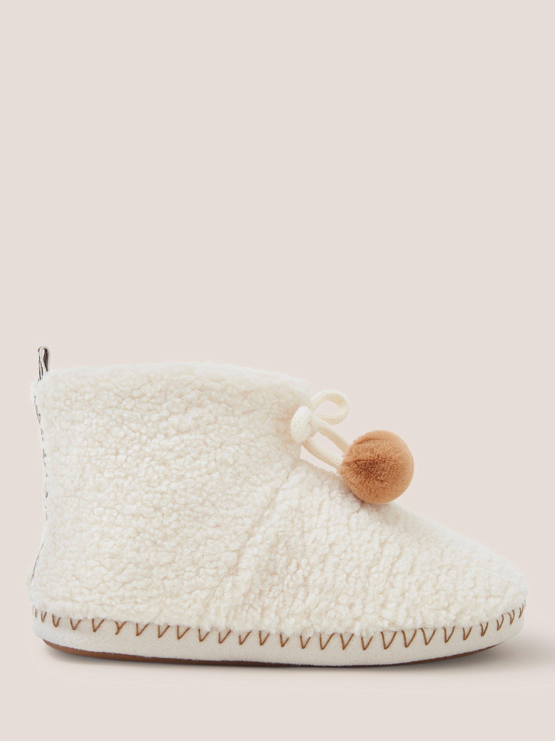 White Stuff Borg Bootie Slippers, Cream