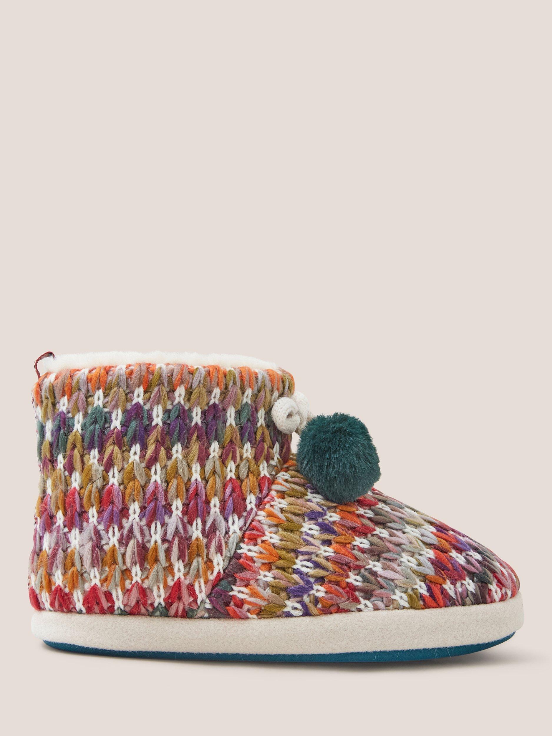 White Stuff Knitted Bootie Slippers, Multi