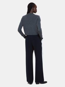 Whistles Crepe Side Stripe Trousers, Blue/Multi - view 2, Blue/Multi