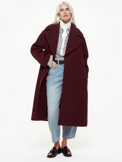 Whistles Petite Lorna Wrap Wool Coat, Burgundy